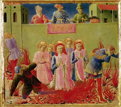 SS. Cosmas and Damian Condemned to Burn at the Stake, Predella from the Annalena Altarpiece, 1434 by Fra Angelico